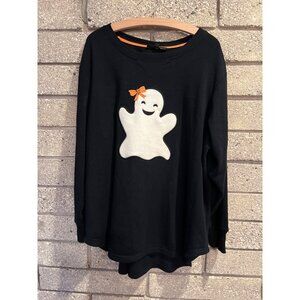Jane + Delancey Black Long Sleeve Top With Ghost Applique & Orange Bow